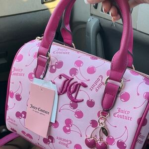 Juicy Couture Pink Satchel with Cherry Pattern